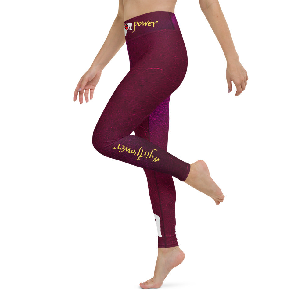 Wine or Plum Unique Arty Leggings- #girlpower. Yoga Pants, Gym Wear for Fit Girls- Beige, Black. WickedYo.